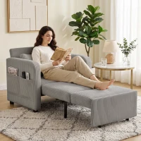 HOMCOM Poltrona-cama Dobrável 3 em 1 com Aspeto de linho e encosto ajustável Cinza(m-2)