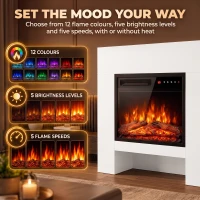 HOMCOM Freestanding Electric Fireplace Suite, Electric Fire and Surround with Shelf, Adjustable Flame Effect, Timer, Remote(m-5)