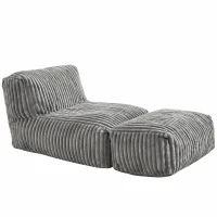 Modular Bean Bag Sofa with Ottoman and Removable Machine-Washable Cover, Couch with High-Density Foam, Light Gray(m-2)