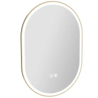 HOMCOM Bathroom Mirror with LED Lights, 100x70cm Oval Bathroom Mirror, Dimmable, Bluetooth, Anti-Fog, Gold Tone(m-13)