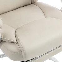 HOMCOM Office Chair with Massage, Heat, Adjustable Headrest, Leathaire‌ Reclining Desk Chair with Footrest, Cream White(m-12)
