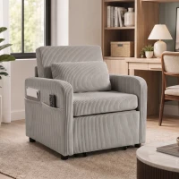 HOMCOM Poltrona-cama Dobrável 3 em 1 com Aspeto de linho e encosto ajustável Cinza(m-10)