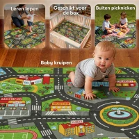 AIYAPLAY Kruipmat Baby, Speelmat 160x100x0,5cm, Kruipdeken met antislip onderzijde stadsmotief voor kinderkamer(m-7)