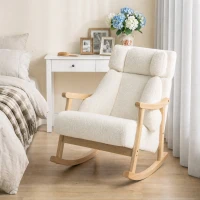 HOMCOM Cadeirão de Baloiço Estofado com Apoio de Cabeça Ajustável e Encosto Alto Branco Creme(m-9)