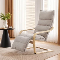HOMCOM Poltrona em Veludo Estilo Poang com Apoio para os Pés Ajustável para Sala ou Escritório Castanho Claro(m-10)