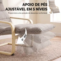 HOMCOM Poltrona em Veludo Estilo Poang com Apoio para os Pés Ajustável para Sala ou Escritório Castanho Claro(m-5)