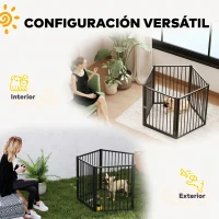 PawHut Parque para Perros de 5 Paneles 60x76 cm Corralito para Perros Pequeños y Medianos para Interior y Exterior Negro(m-4)