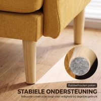 HOMCOM Fluwelen fauteuil, extra brede accentstoel met houten poten, leesfauteuil voor woon- en slaapkamer, geel(m-7)