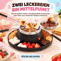 HOMCOM 2-w-1 S'mores-Maker i zestaw do fondue czekoladowego Elektryczny bezpłomieniowy z 4 widelcami do pieczenia, 4 zdejmowanymi tacami na imprezę(m-4)
