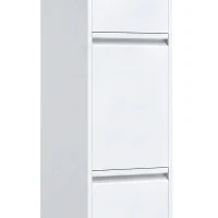 HOMCOM Meuble Poubelle de Tri Sélectif, Poubelle de Recyclage 30 L (2 x 15 L) avec 2 Compartiments, Fermeture Douce, Blanc(m-10)