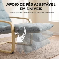 HOMCOM Poltrona de Sala em Veludo com Repousa-pés Ajustável e Estrutura de Madeira 67x93x105 cm Azul Claro(m-5)