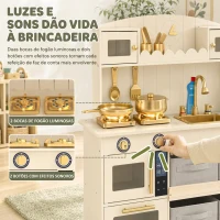 AIYAPLAY Cozinha Infantil de Brincar com Luzes e Sons 4 Gavetas em Tecido e 12 Acessórios para 3-6 Anos(m-5)
