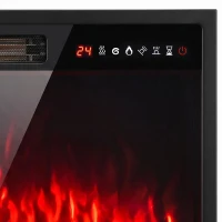 HOMCOM Electric Fireplace Insert, Recessed Electric Fire with Adjustable Flame Effect, Timer, Remote, 750W/1500W, Black(m-12)