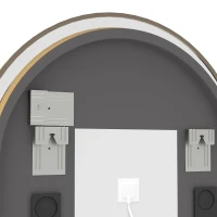 HOMCOM Bathroom Mirror with LED Lights, 100x70cm Oval Bathroom Mirror, Dimmable, Bluetooth, Anti-Fog, Gold Tone(m-11)