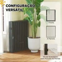 PawHut Parque para Cães com 5 Painéis 60x76 cm, Cercado para Cães Pequenos e Médios, Interior e Exterior, Preto(m-6)