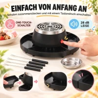 HOMCOM 2-w-1 S'mores-Maker i zestaw do fondue czekoladowego Elektryczny bezpłomieniowy z 4 widelcami do pieczenia, 4 zdejmowanymi tacami na imprezę(m-7)