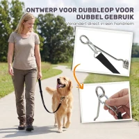 PawHut Hondenfietslijn met schokabsorberend systeem, verstelbare riem, afneembare snelkoppeling, ideaal voor training en joggen, Zilver+Zwart(m-6)