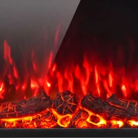 HOMCOM Electric Fireplace Insert, Recessed Electric Fire with Adjustable Flame Effect, Timer, Remote, 750W/1500W, Black(m-11)