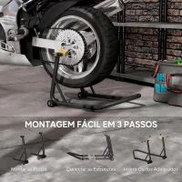 HOMCOM Cavalete para Mota até 544 kg em Aço Reforçado 69x58,5x34,5 cm Preto(m-6)