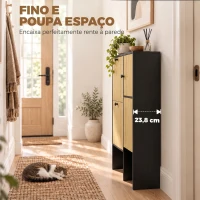 HOMCOM Sapateira Estreita com 2 Gavetas Basculantes, Armário, Banco Oculto e Prateleiras Ajustáveis, 8-10 Pares, 100x23,8x100 cm, Carvalho(m-7)