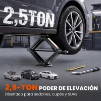 HOMCOM Gato Hidráulico para Coche 2,5T Altura de Elevación 95-435 mm con Llave de Carraca Bolsa para Automóvil SUV Negro(m-4)