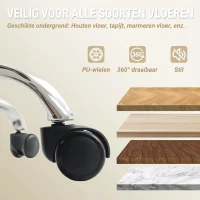 HOMCOM Ergonomische bureaustoel met voetensteun, kunstleren bekleding, verrijdbaar, draaibaar, metaal, Beige+Zwart(m-7)