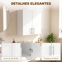 HOMCOM Armário de Parede com 2 Portas e Prateleira Ajustável para Cozinha ou Casa de Banho Branco(m-7)