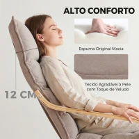 HOMCOM Poltrona em Veludo Estilo Poang com Apoio para os Pés Ajustável para Sala ou Escritório Castanho Claro(m-4)