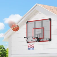 SPORTNOW Panier de Basketball Mural avec Panier Spécial, Filet Toutes Saisons, pour Extérieur, 113x61x73cm, Rouge(m-7)