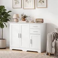 HOMCOM Bufet Modern din Lemn cu 2 Sertare și 2 Dulapuri, 100x40x78 cm, Alb(m-9)