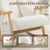 HOMCOM Cadeirão de Baloiço Estofado com Apoio de Cabeça Ajustável e Encosto Alto Branco Creme(m-6)