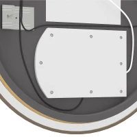 HOMCOM Bathroom Mirror with LED Lights, 100x70cm Oval Bathroom Mirror, Dimmable, Bluetooth, Anti-Fog, Gold Tone(m-12)
