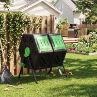 Outsunny 130L Double Chamber Composter - Black(m-8)
