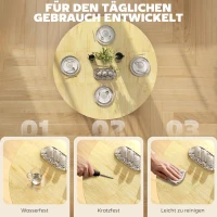 HOMCOM Klapptisch, Tisch mit Klappfunktion und offener Ablage, Rollbarer Küchentisch für Esszimmer, kleine Räume, Eiche(m-6)