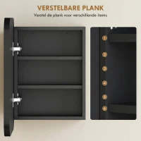 HOMCOM Spiegelkast badkamer, badkamerspiegelkast met spiegel, verstelbare plank, 40,2 x 10,2 x 50,9 cm, Zwart(m-7)