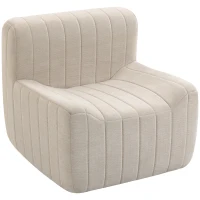 HOMCOM Poltrona Individual em Chenille com Design Comprimido Cadeirão para Sala com Encosto Firme e Espuma Bege(m-1)