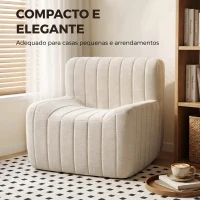 HOMCOM Poltrona Individual em Chenille com Design Comprimido Cadeirão para Sala com Encosto Firme e Espuma Bege(m-7)