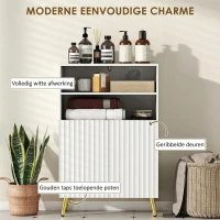 HOMCOM Badkamerkast, commode voor woonruimtes, soft-close deuren, 2 open planken, MDF, Wit(m-4)