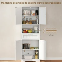 HOMCOM Armário Despenseiro de Cozinha 172 cm com Bancada Aberta, 4 Portas, Gaveta e 2 Prateleiras Ajustáveis, Branco(m-4)