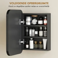 HOMCOM Spiegelkast badkamer, badkamerspiegelkast met spiegel, verstelbare plank, 40,2 x 10,2 x 50,9 cm, Zwart(m-5)