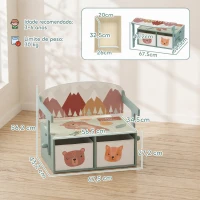 AIYAPLAY Conjunto Infantil Mesa e Cadeira, Arca 3 em 1 com 2 Gavetas em Tecido, Presente para Meninos e Meninas, Verde(m-3)