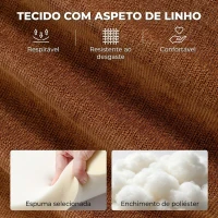 HOMCOM Cadeirão Giratório 360° em Tecido Efeito Linho com Apoio para os Pés Ajustável e Encosto em Leque, Castanho-Escuro(m-6)