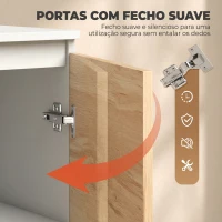 HOMCOM Aparador Pequeno com Porta e 3 Gavetas 80x40x75 cm para Entrada e Sala de Jantar Branco e Natural(m-6)