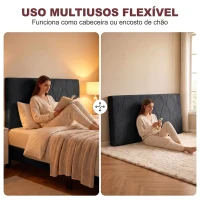 HOMCOM Cabeceira Estofada em Chenille com Altura Regulável e Estrutura Metálica para Cama de 160 cm, Cinzento(m-5)