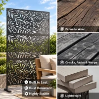 Outsunny Decorative Privacy Screen with Stand, 6.5FT Freestanding Metal Outdoor Divider, Decorative Privacy Panel with Expansion Screws for Garden Patio Pool Hot Tub, Willow Branch Style, Black(m-6)