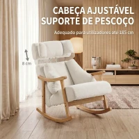 HOMCOM Cadeirão de Baloiço Estofado com Apoio de Cabeça Ajustável e Encosto Alto Branco Creme(m-4)