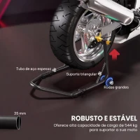HOMCOM Cavalete para Mota até 544 kg em Aço Reforçado 69x58,5x34,5 cm Preto(m-4)