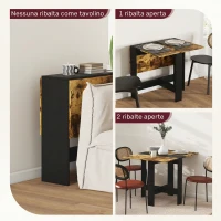 HOMCOM Tavolo da Pranzo Pieghevole per 2-4 Persone, 103x76x73.5cm Tavolo Cucina a Ribalta, Salvaspazio Marrone Rustico(m-5)