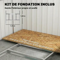 Outsunny Abri de Jardin Métal 2,81m², Toit Incliné, Kit de Fondation, Étagères Réglables, 2 Aérations, 154x206,5x181cm, Blanc(m-6)
