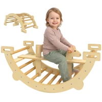 AIYAPLAY Arc Montessori din Lemn pentru Copii 2-4 Ani Convertibil în Leagăn 110x52x45 cm, Culoare Lemn(m-11)